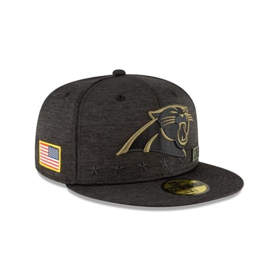 Black Carolina Panthers Hat - New Era NFL Salute To Service 59FIFTY Fitted Caps USA5371248